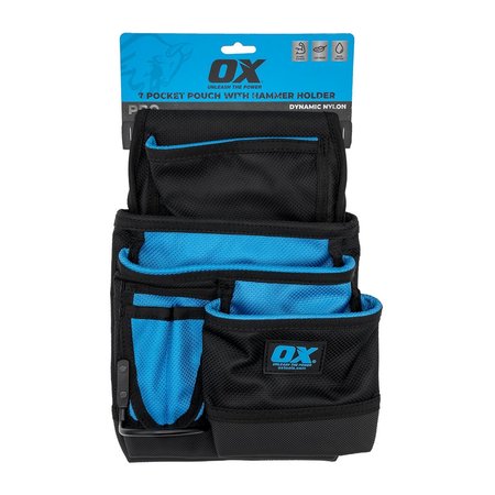 OX TOOLS Pouch, Dynamic Nylon 7 Pocket Pouch with Hammer Holder, Nylon OX-P266202